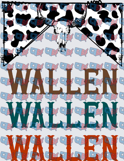 Wallen Triple Stacked Text Bull Skull Cow Print Banner (DTF)
