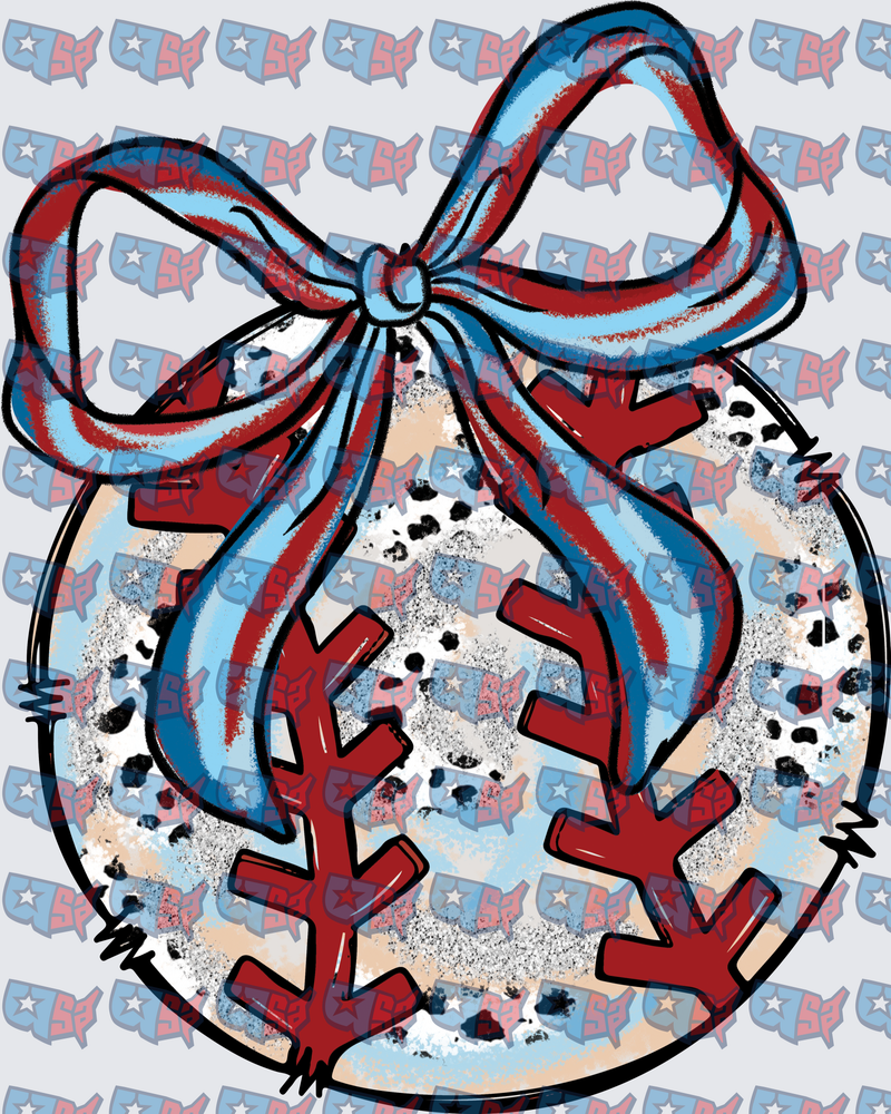 Western Christmas Ornament Snowflake Bow Red Blue (DTF)