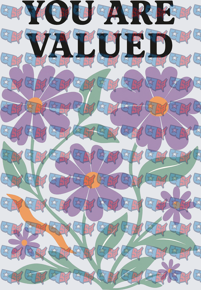 You Are Valued Purple Floral Bouquet Design (DTF)