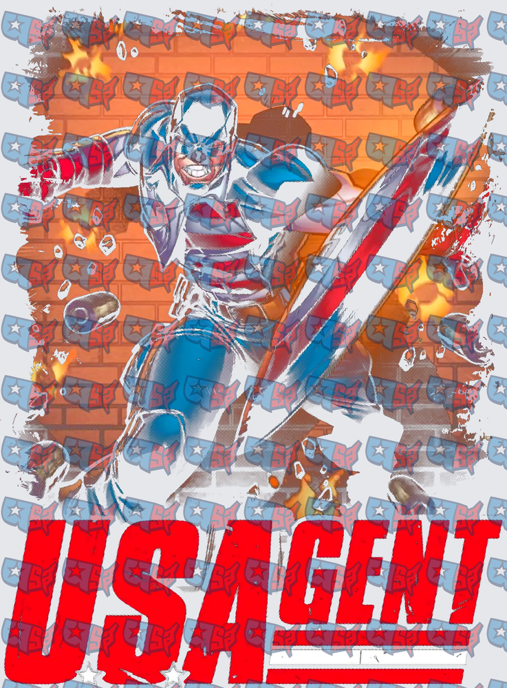 USA Agent Comic Style Action Pose Flames (DTF)