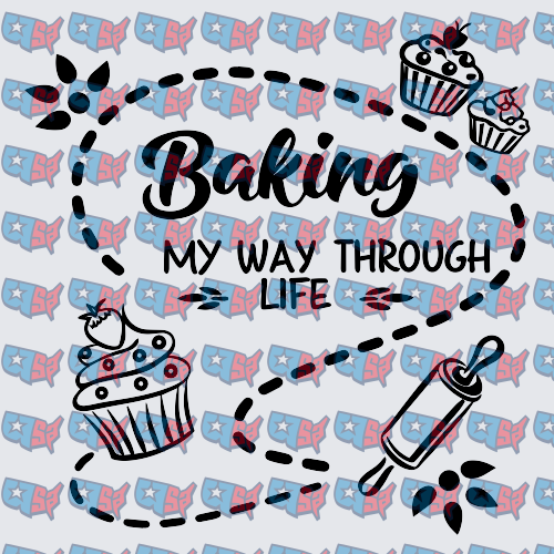 Baking My Way Through Life Cupcake Design (DTF)