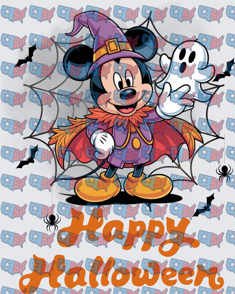 Mickey Mouse Witch Happy Halloween Ghost Spiderweb (DTF)