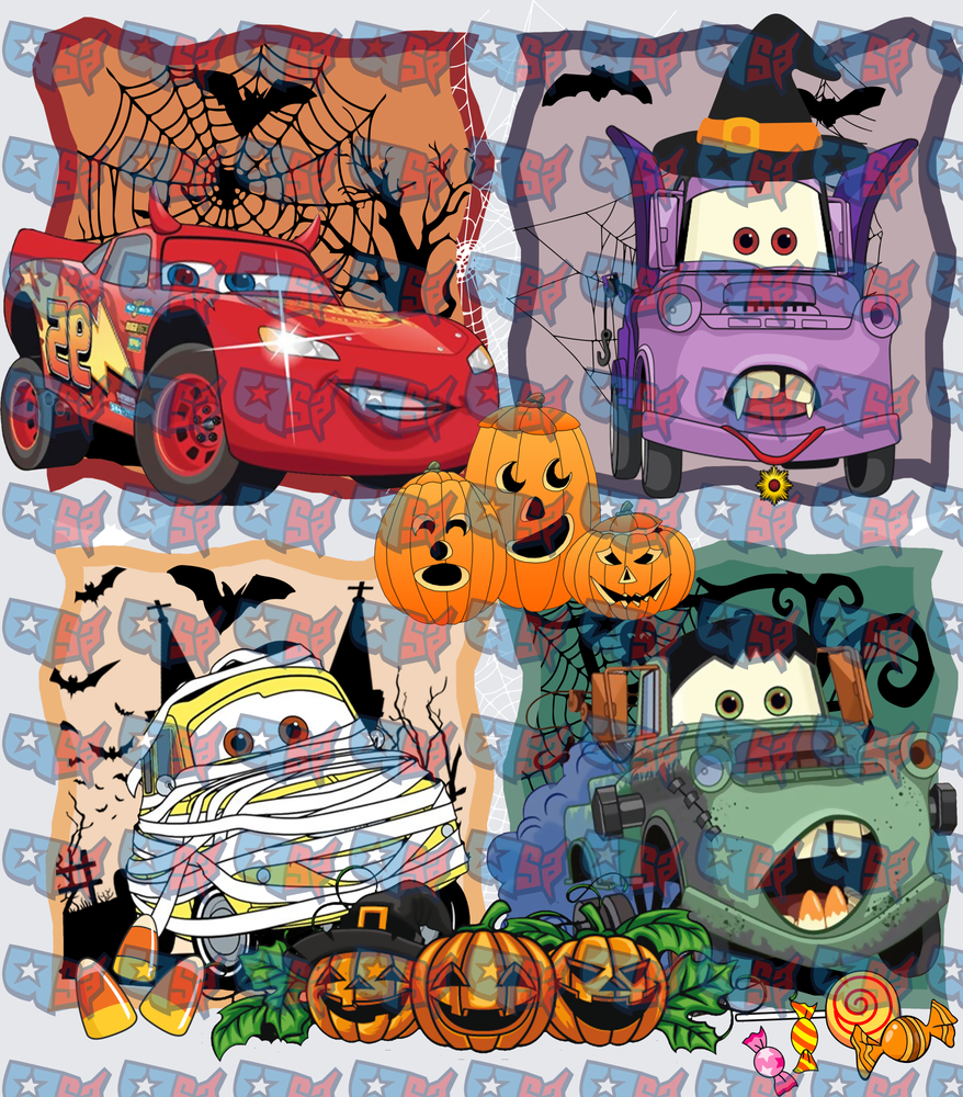 Halloween Racing Cars Mummy Witch Vampire Bundle (DTF)
