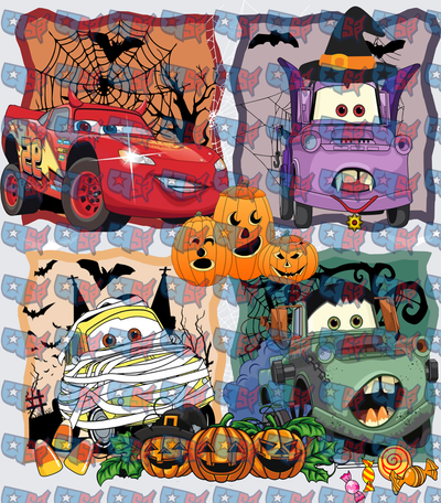 Halloween Racing Cars Mummy Witch Vampire Bundle (DTF)