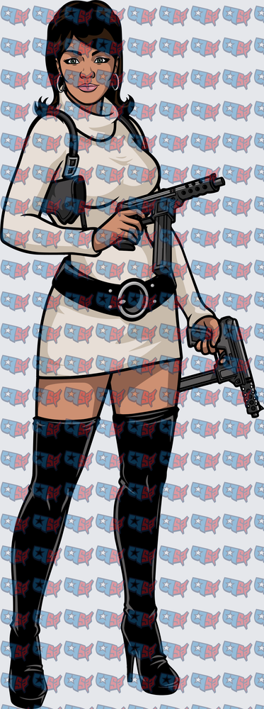 Animated Spy Woman Dual Wielding SMGs (DTF)