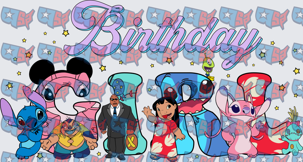 Blue Alien Girl Birthday Squad Celebration (DTF)