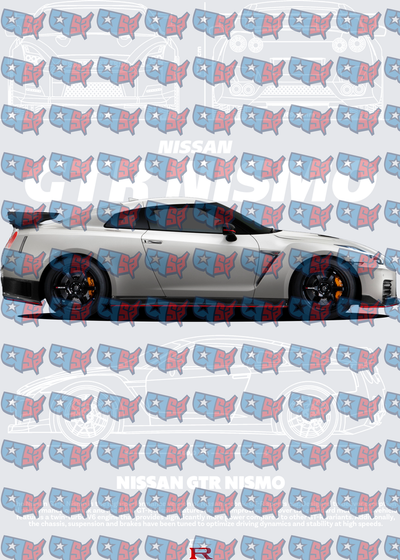 Silver Japanese Sports Car Side Profile Blueprint (DTF)