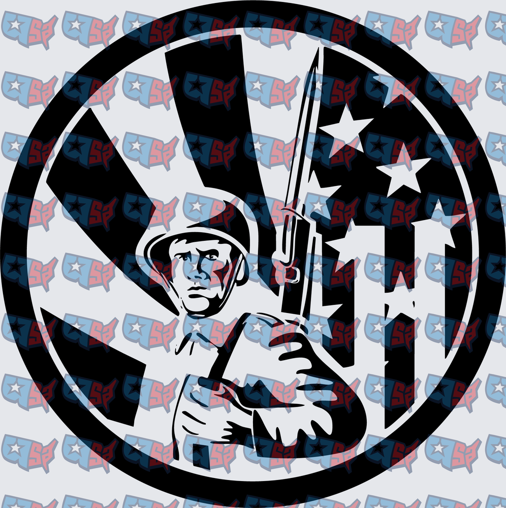 American Soldier Holding Rifle Circle Badge (DTF)