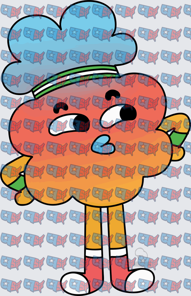 Cartoon Orange Cloud Boy With Cap Drooling (DTF)