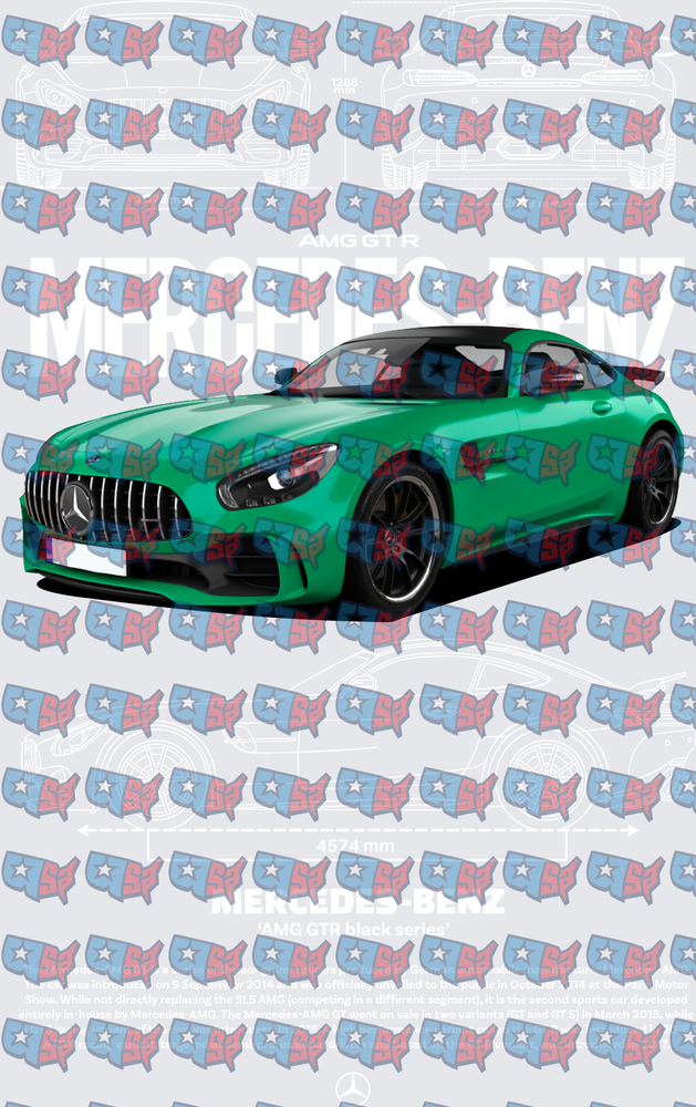 Green AMG GTR Black Series Sports Car Blueprint (DTF)