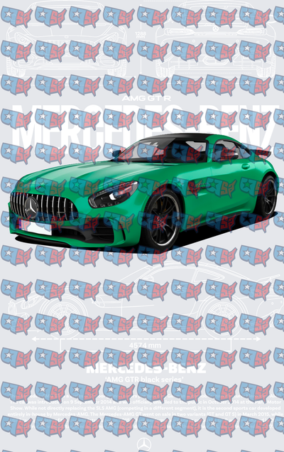 Green AMG GTR Black Series Sports Car Blueprint (DTF)