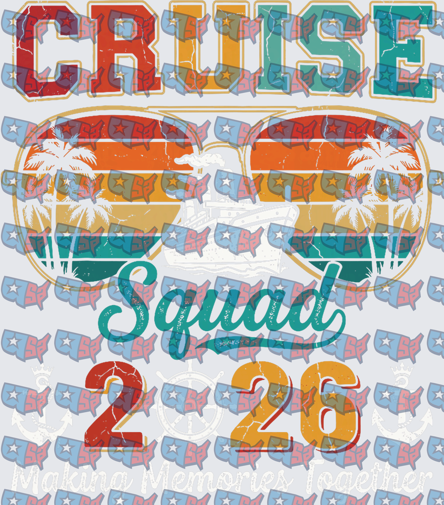 Cruise Squad 2026 Retro Sunglasses Tropical (DTF)