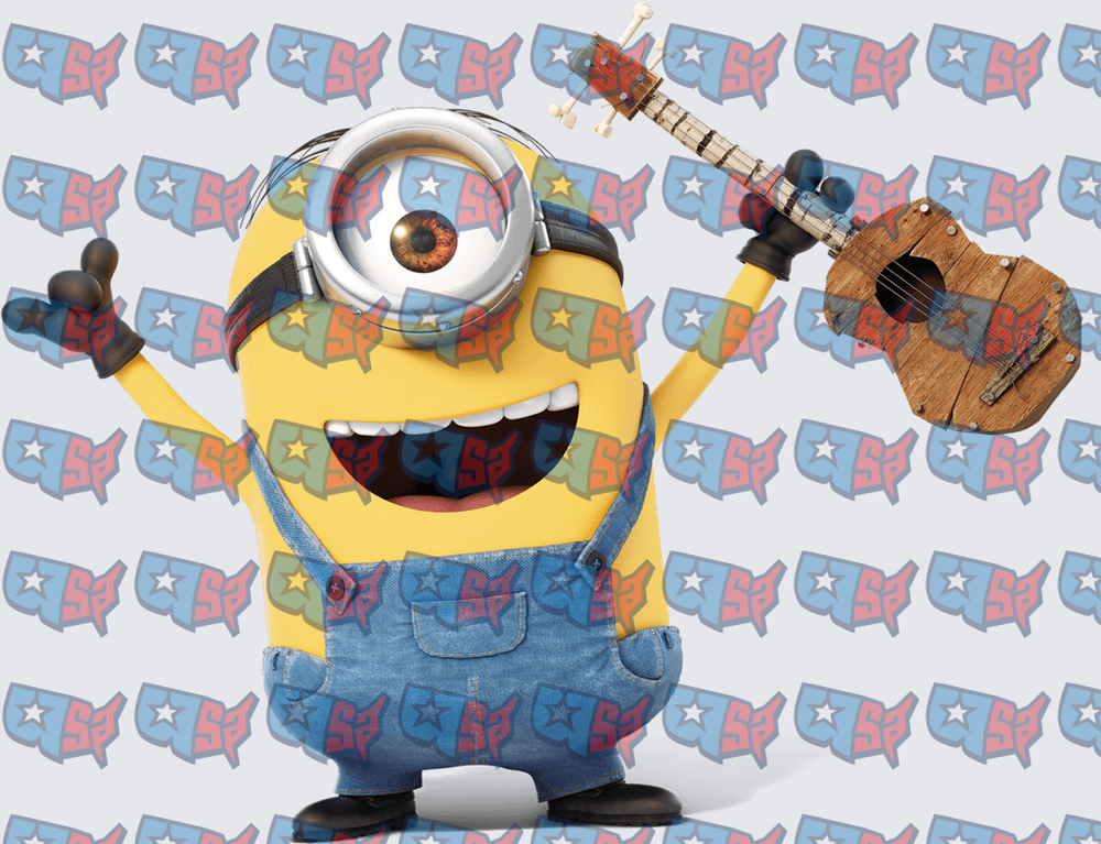 One-Eyed Yellow Minion Rocking Guitar Joyfully (DTF)