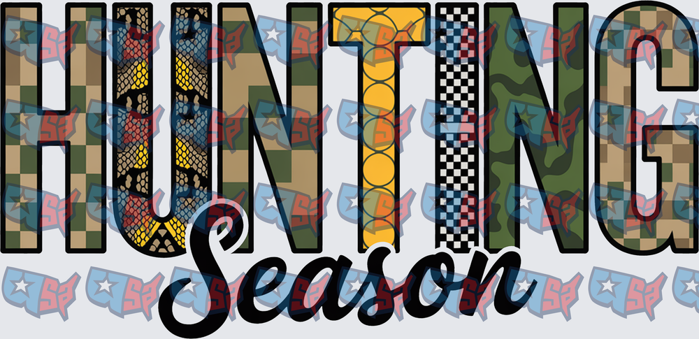 Hunting Season Mixed Pattern Bold Lettering (DTF)