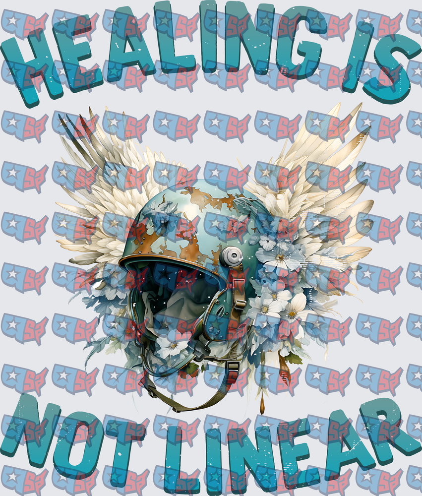 Healing Is Not Linear Military Helmet Wings Floral (DTF)