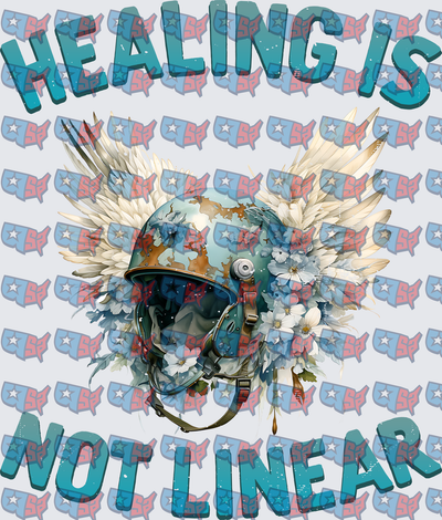 Healing Is Not Linear Military Helmet Wings Floral (DTF)