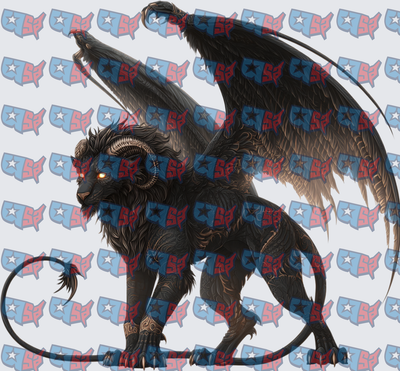 Dark Winged Lion Beast With Glowing Eyes (DTF)