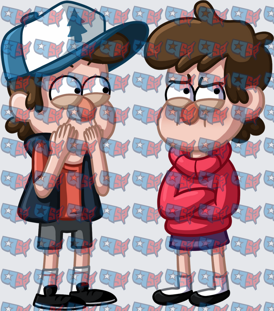 Shocked Boy And Annoyed Girl Cartoon Twin Duo (DTF)