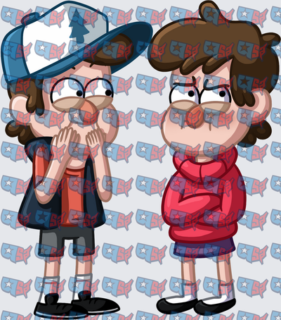 Shocked Boy And Annoyed Girl Cartoon Twin Duo (DTF)