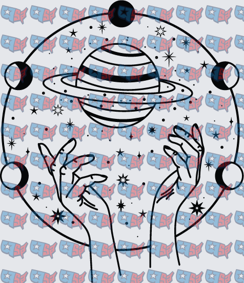 Mystical Hands Holding Saturn Moon Phases (DTF)