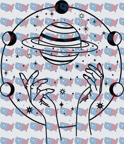 Mystical Hands Holding Saturn Moon Phases (DTF)