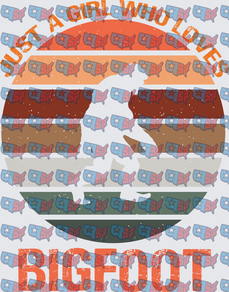 Just A Girl Who Loves Bigfoot Retro Stripes (DTF)