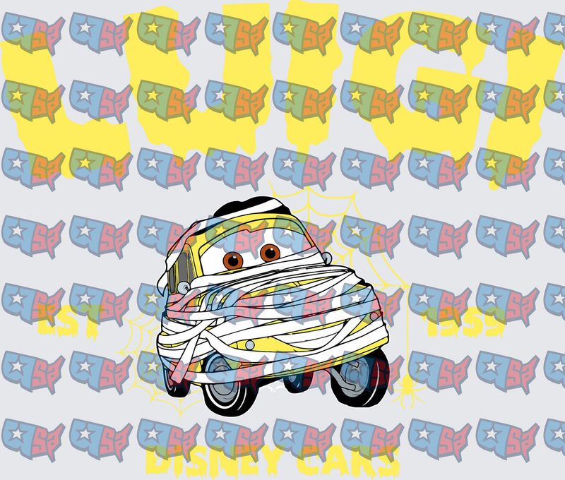 Luigi Cars Halloween Mummy Costume Spiderweb (DTF)