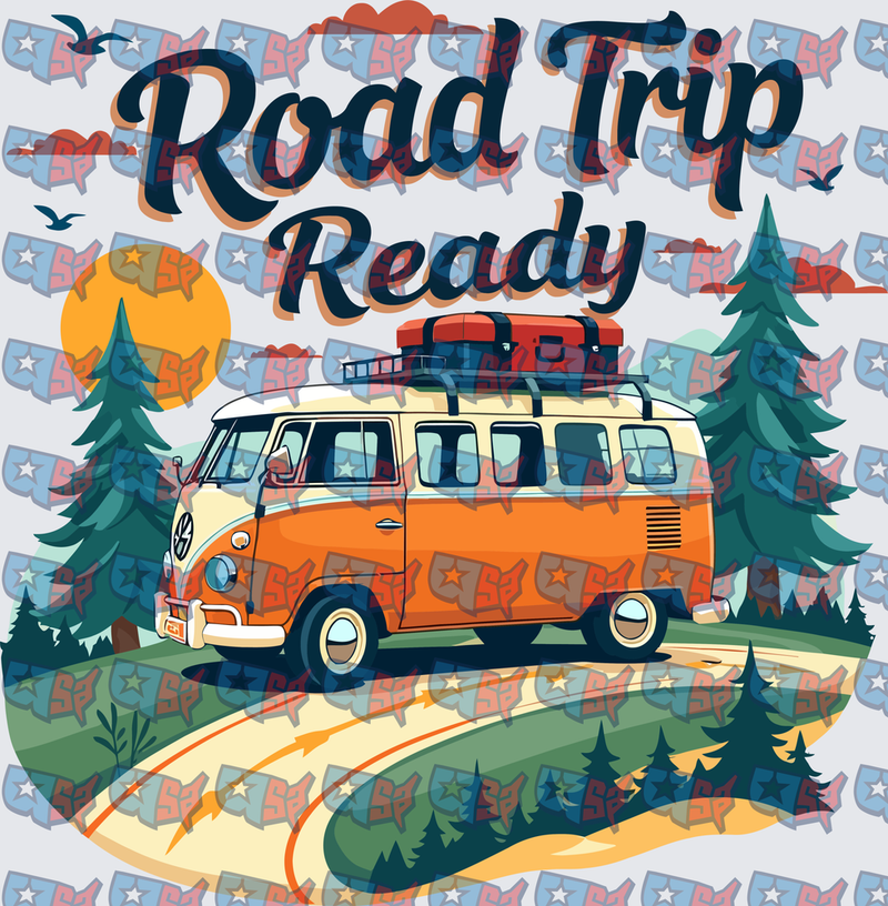 Road Trip Ready Retro Van Forest Scene (DTF)