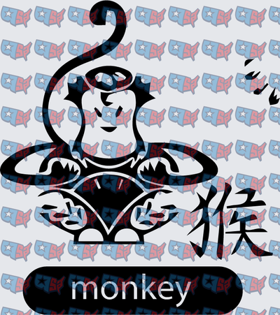 Chinese Zodiac Monkey Symbol with Kanji (DTF)