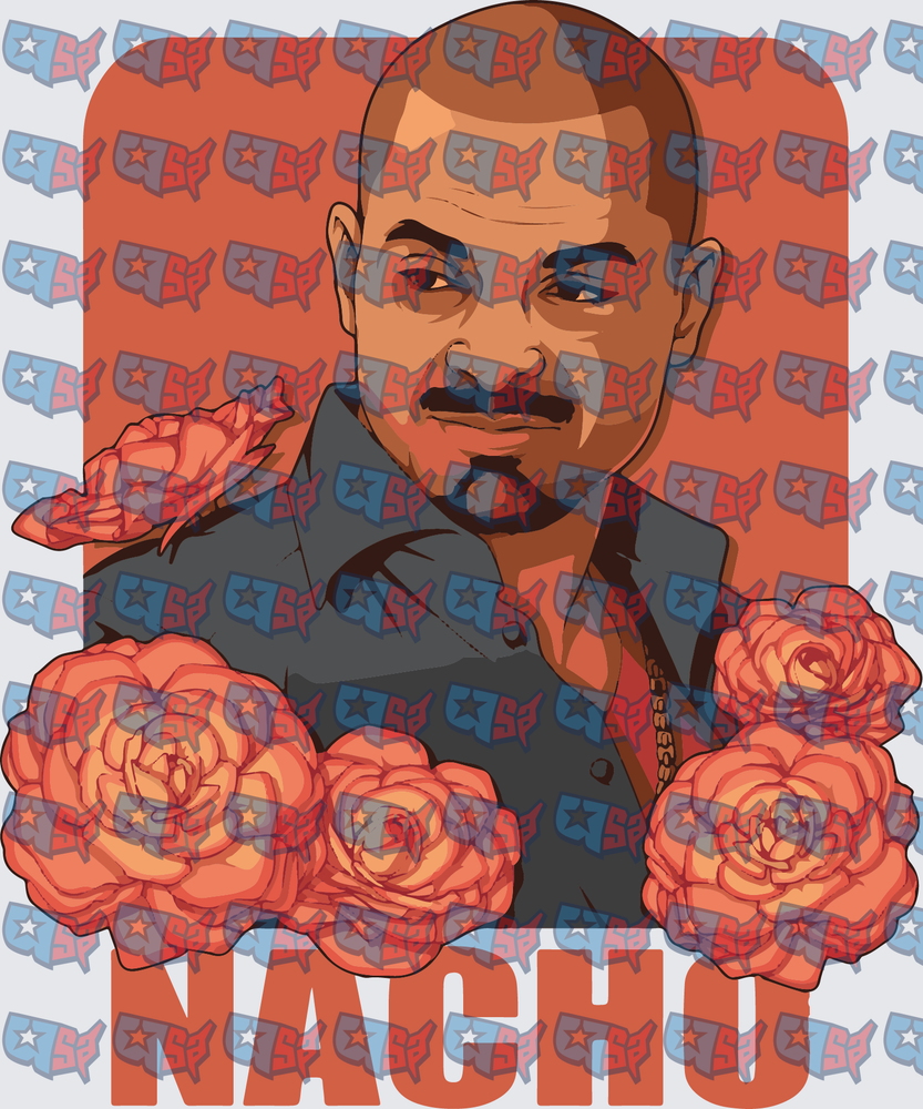 Nacho Portrait with Red Roses Floral Design (DTF)