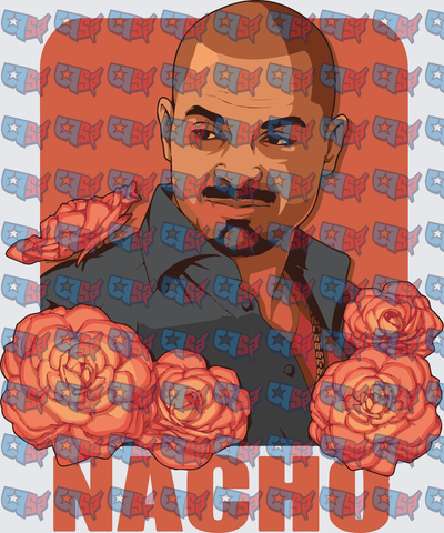 Nacho Portrait with Red Roses Floral Design (DTF)