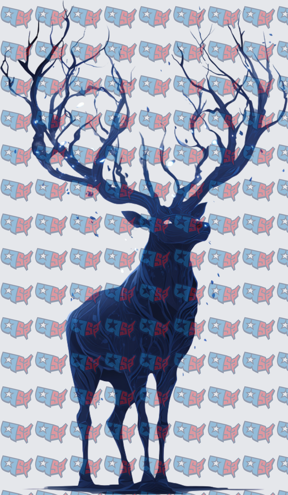 Mystical Dark Blue Stag With Bare Branch Antlers (DTF)