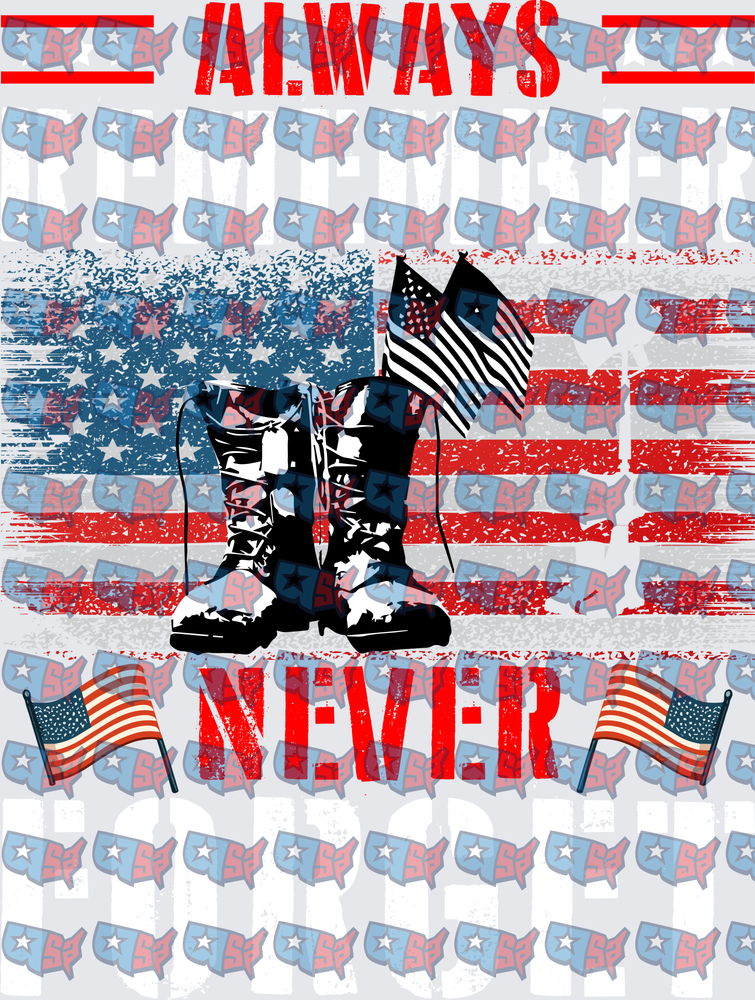 Always Remember Never Forget Military Boots Flag (DTF)