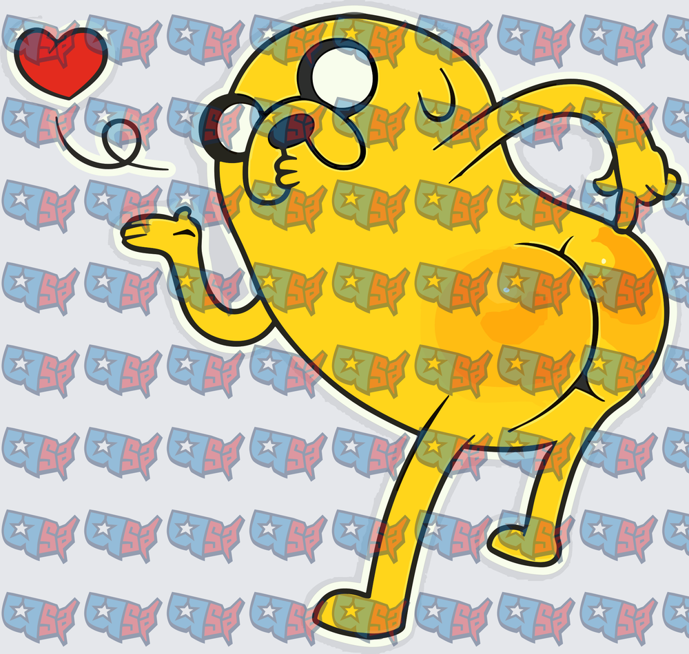 Yellow Cartoon Dog Blowing Kiss With Heart (DTF)