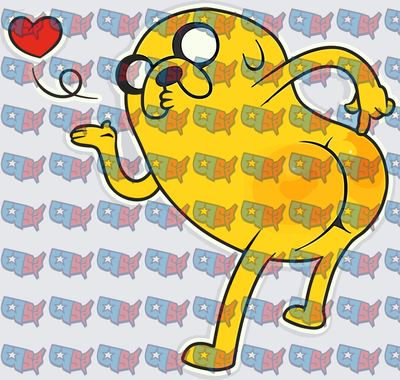 Yellow Cartoon Dog Blowing Kiss With Heart (DTF)