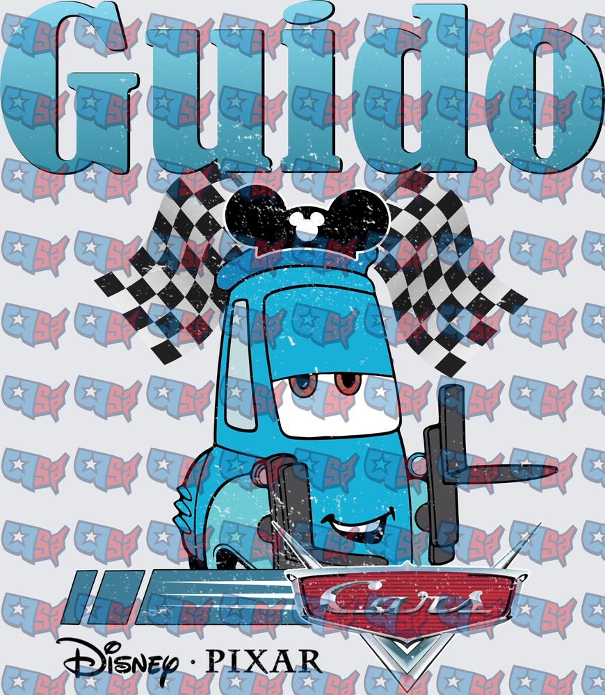 Guido Blue Forklift Mickey Ears Racing Flag Cars (DTF)