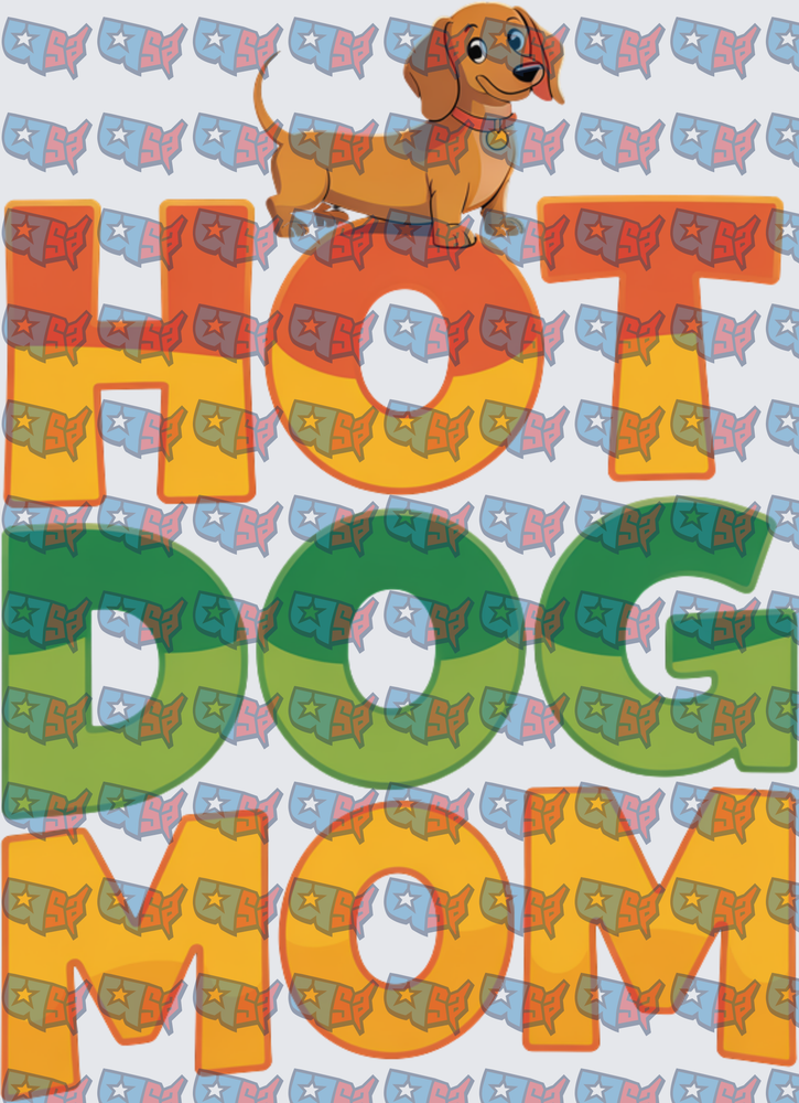 Hot Dog Mom Dachshund Colorful Bold Text (DTF)