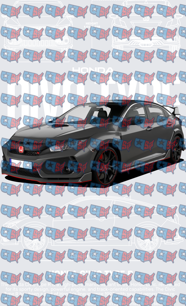 Dark Gray Performance Hatchback Blueprint Design (DTF)