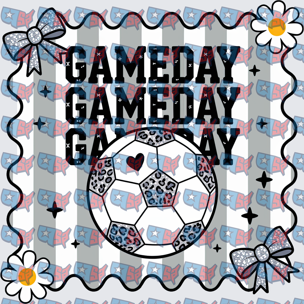 Gameday Soccer Ball Leopard Print Bow Daisy (DTF)