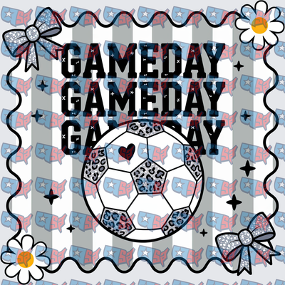 Gameday Soccer Ball Leopard Print Bow Daisy (DTF)