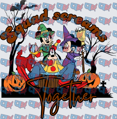 Squad Screams Together Halloween Cartoon Friends (DTF)