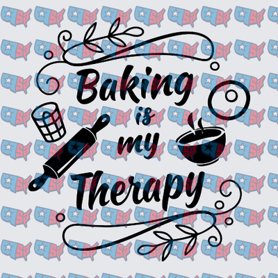 Baking Is My Therapy Rolling Pin Bowl Design (DTF)
