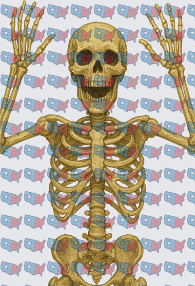 Golden Skeleton Hands Up USA Map Pattern (DTF)