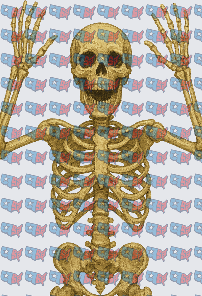 Golden Skeleton Hands Up USA Map Pattern (DTF)