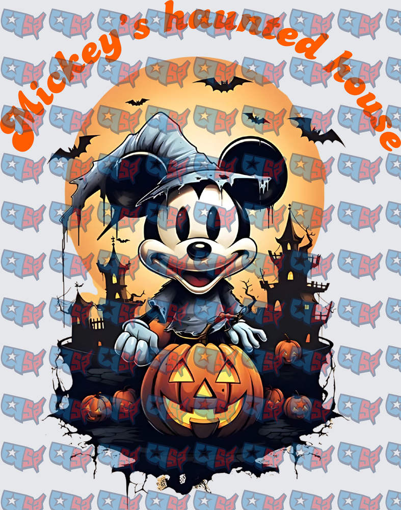 Spooky Mouse Halloween Witch Haunted House Pumpkin (DTF)