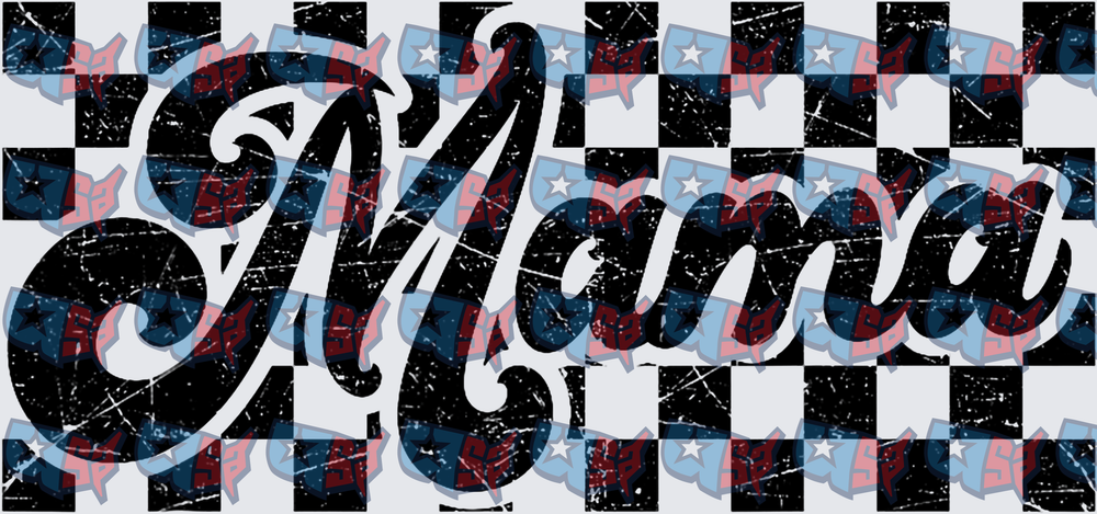 Mama Distressed Checkered Script Design (DTF)