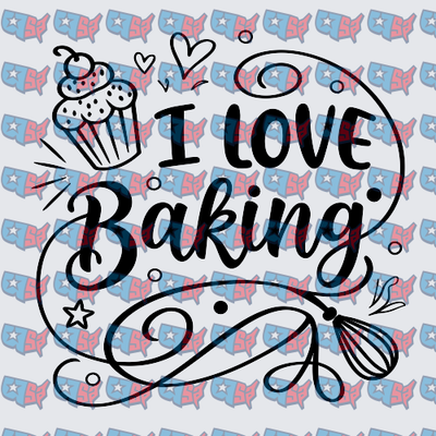 I Love Baking Cupcake Whisk Typography (DTF)