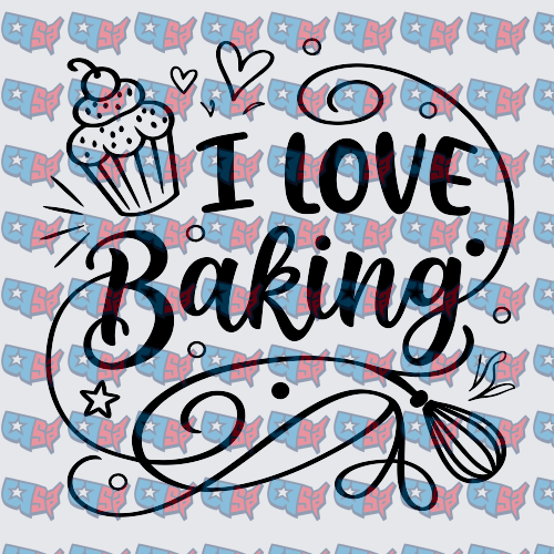 I Love Baking Cupcake Whisk Typography (DTF)