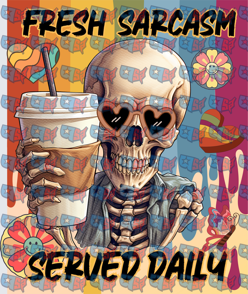 Fresh Sarcasm Served Daily Skeleton Coffee Cup (DTF)