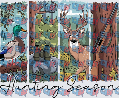 Hunting Season Mallard Duck Deer Rifle Panel Design (DTF)